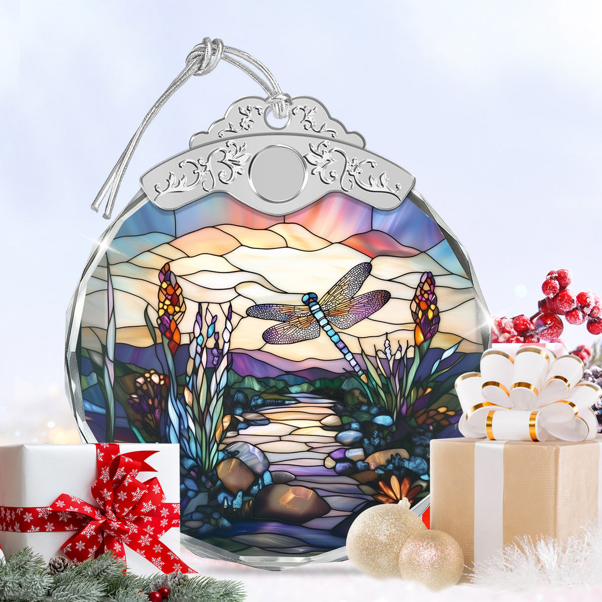 Dragonfly Christmas Ornaments – Stained Glass Ornament — view 6