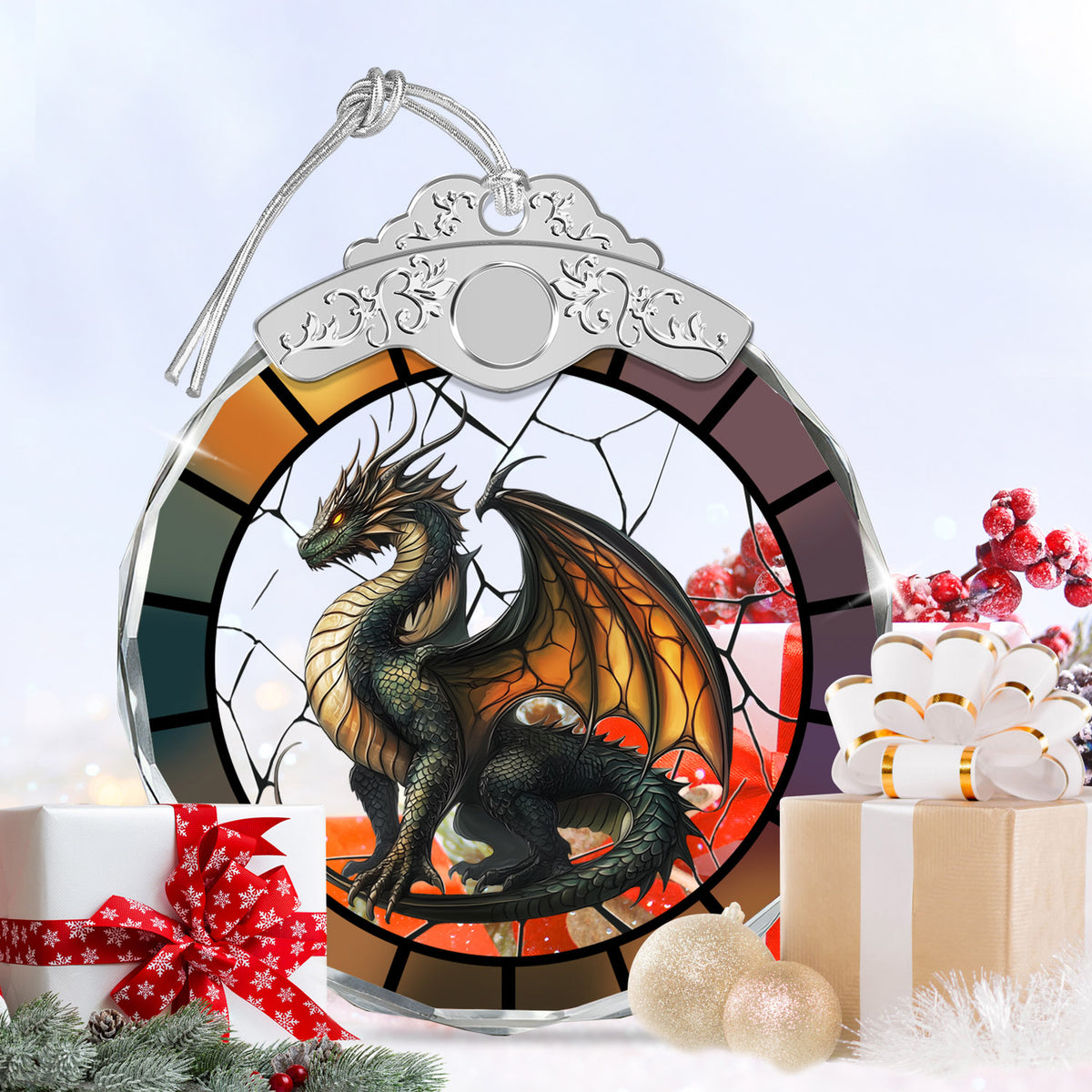 Dragon Christmas Ornaments – Stained Glass Ornament — view 6