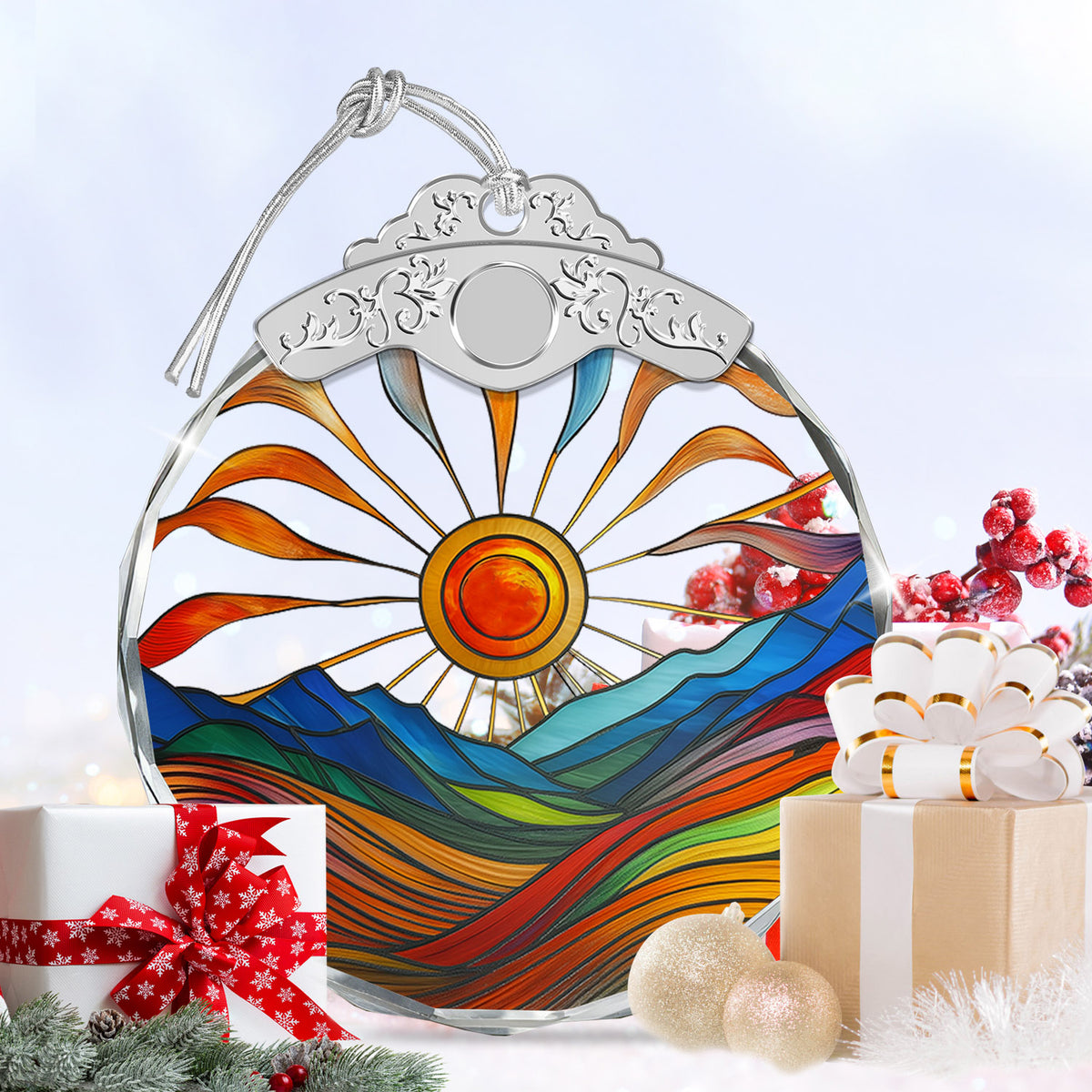 Sunset Christmas Ornaments – Stained Glass Ornament — view 6