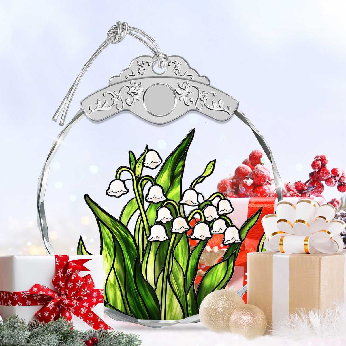 Lily of the Valley Christmas Ornaments – Stained Glass Ornament — view 6