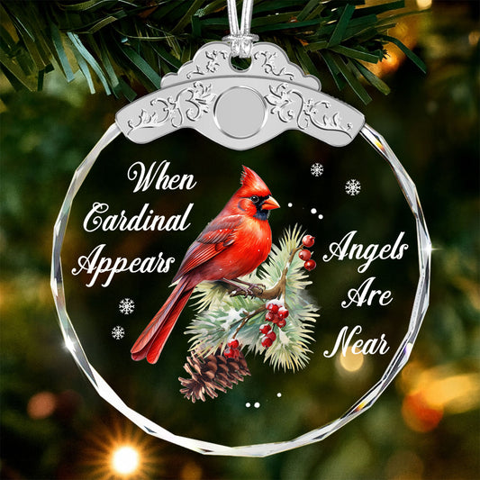 When Cardinal Appears – Glass Ornament — view 2