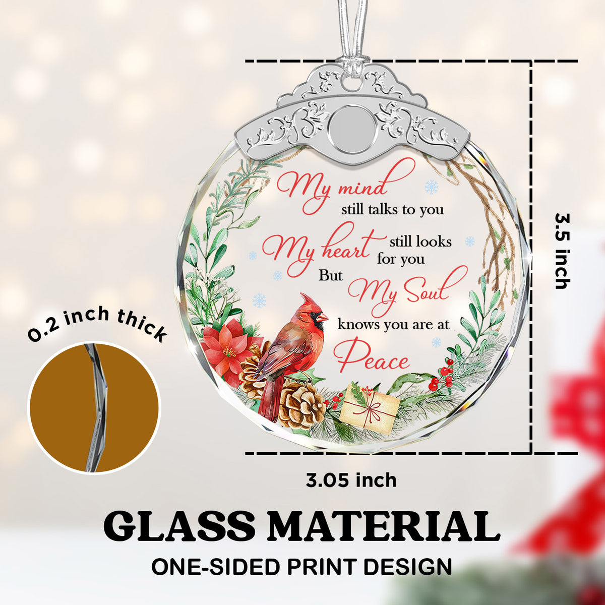 My Mind Still Talks To You – Glass Ornament — view 6