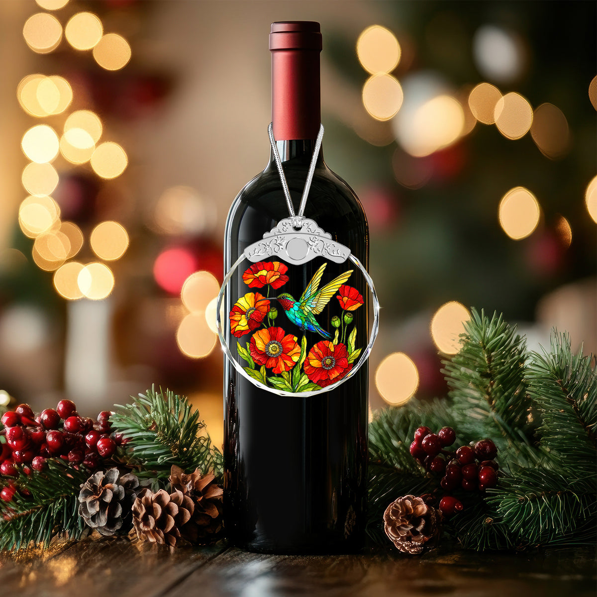 Hummingbird Glass Ornament – Colorful Floral Keepsake for Bird and Garden — view 6