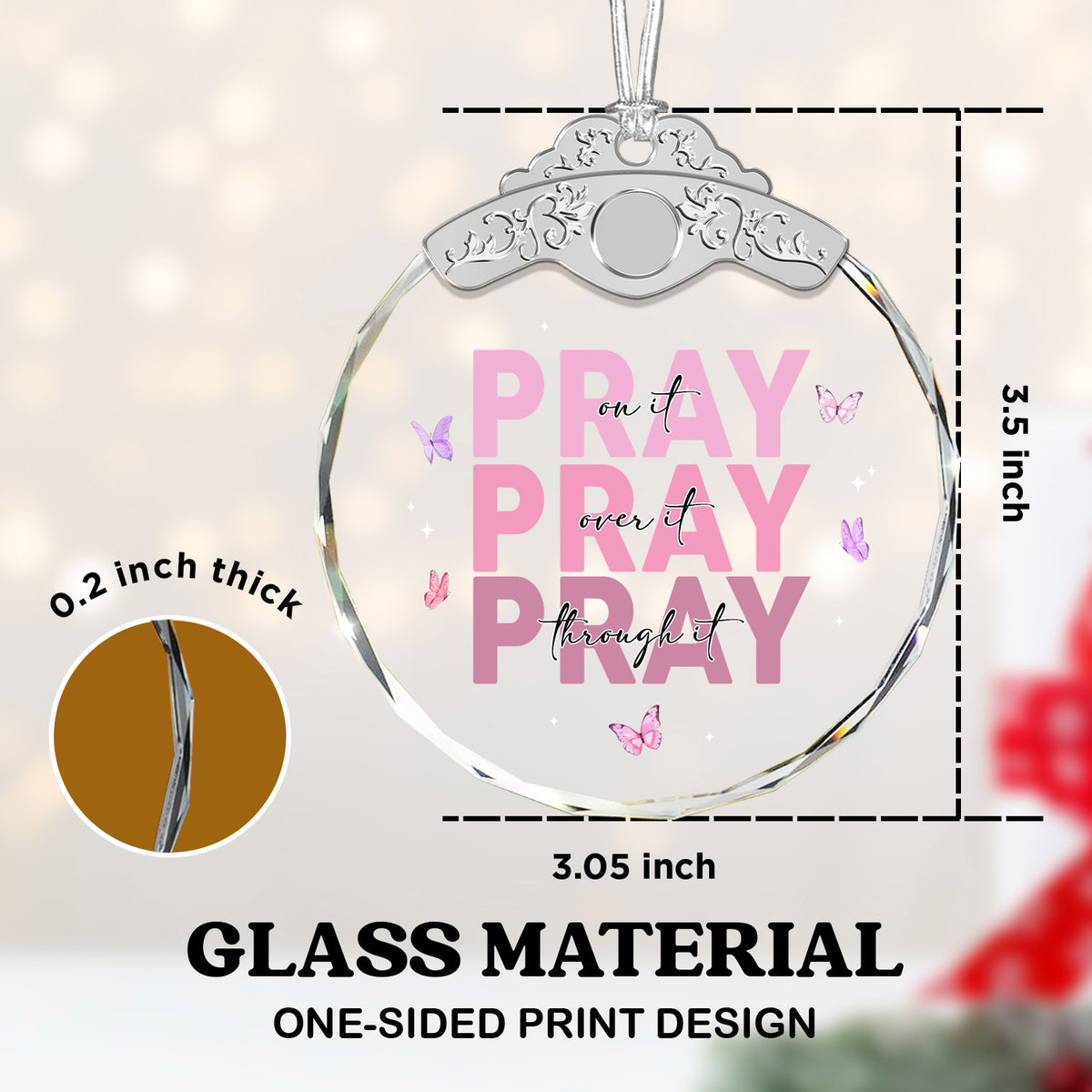 Pray – Glass Ornament — view 6