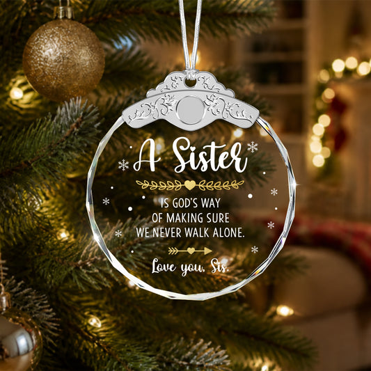 Sister Birthday Christmas Gift – Glass Ornament — view 2