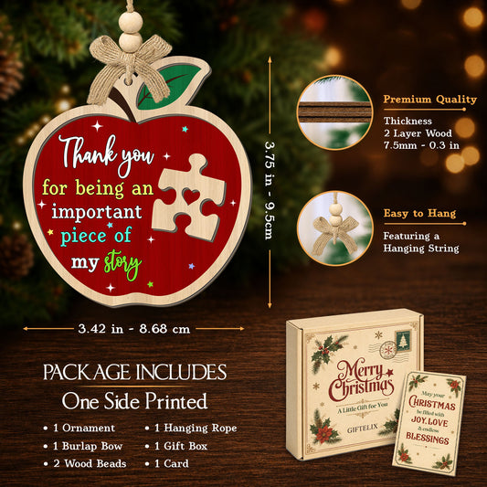 Teacher Christmas Gifts for Women – 2 Layer Wooden Ornament — view 2