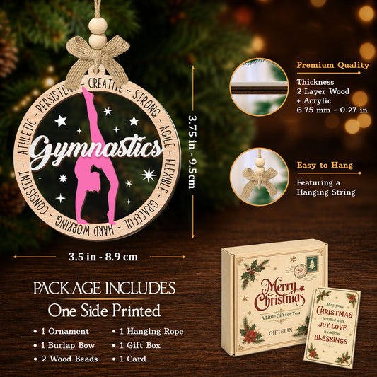 Gymnastics Gift for Christmas Tree – 2 Layer Wooden Ornament — view 2