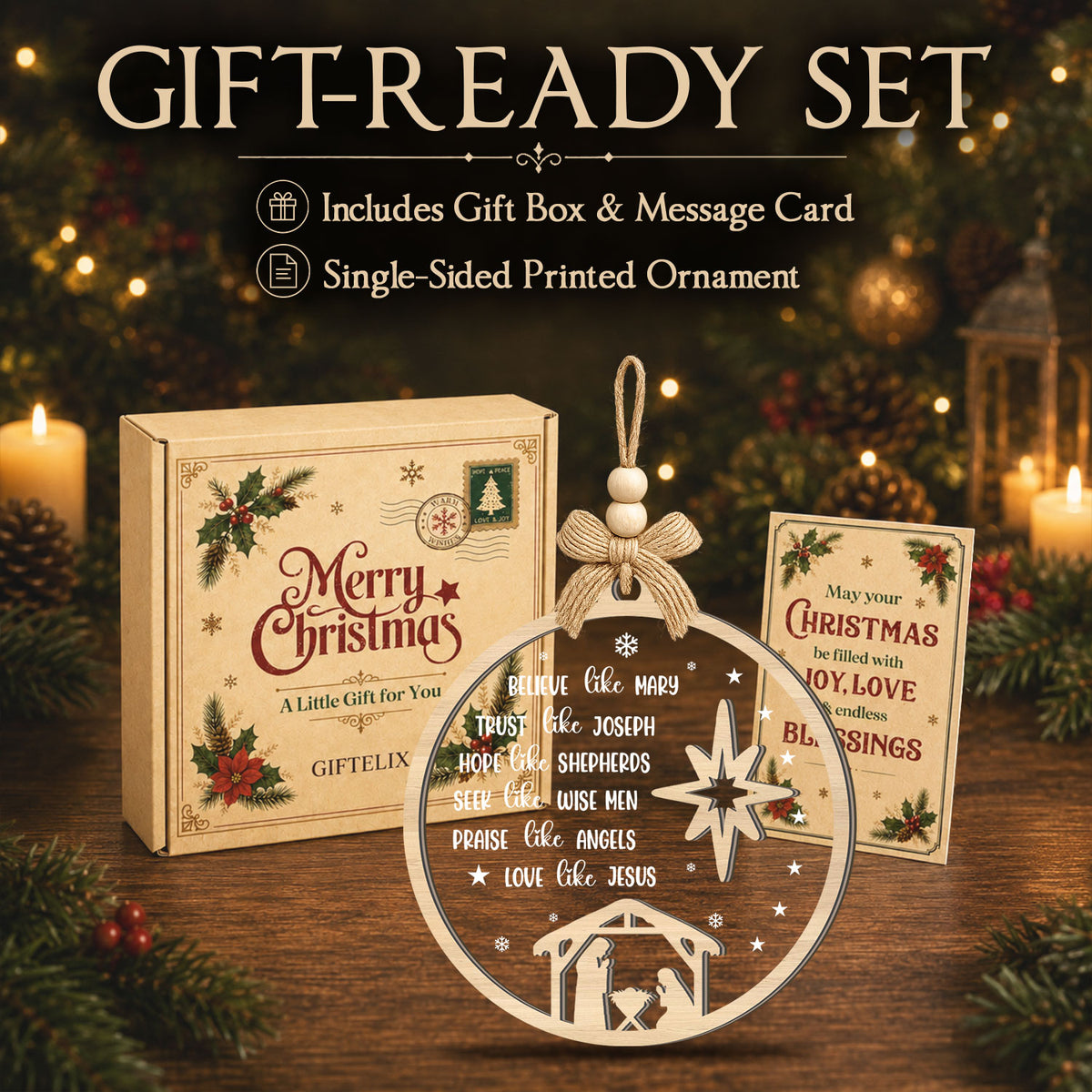 Christian Nativity Scene – 2 Layer Ornament — view 6