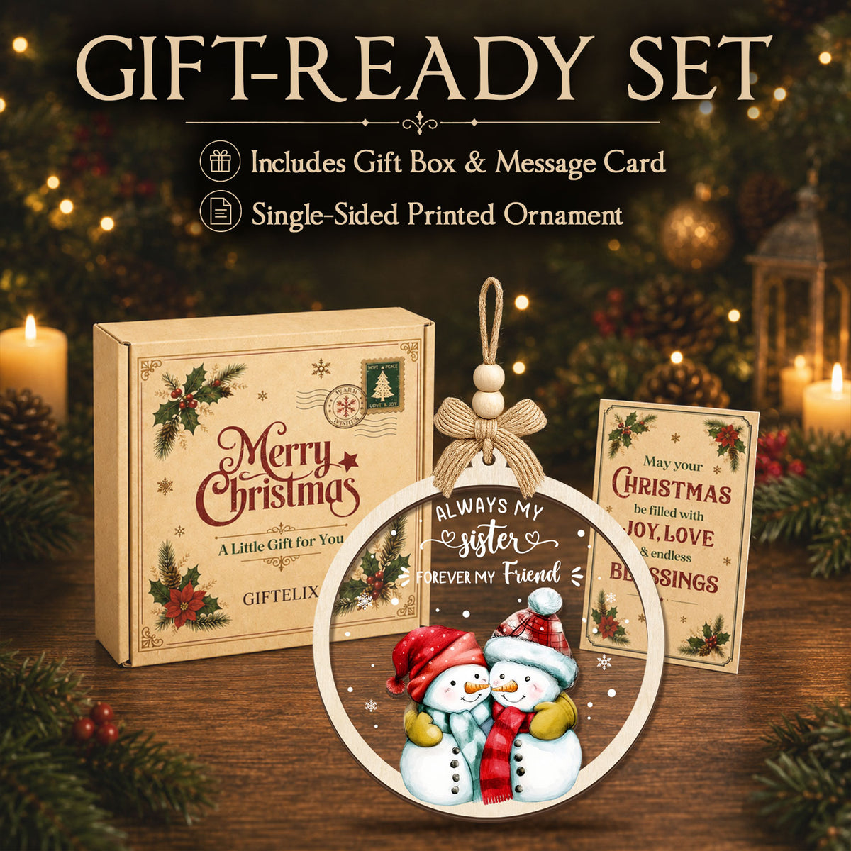 Sisters Christmas Ornament – 2 Layer Ornament — view 6
