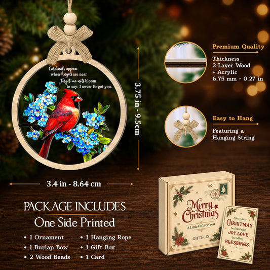 Cardinal Memorial Sympathy Gift – 2 Layer Ornament — view 2