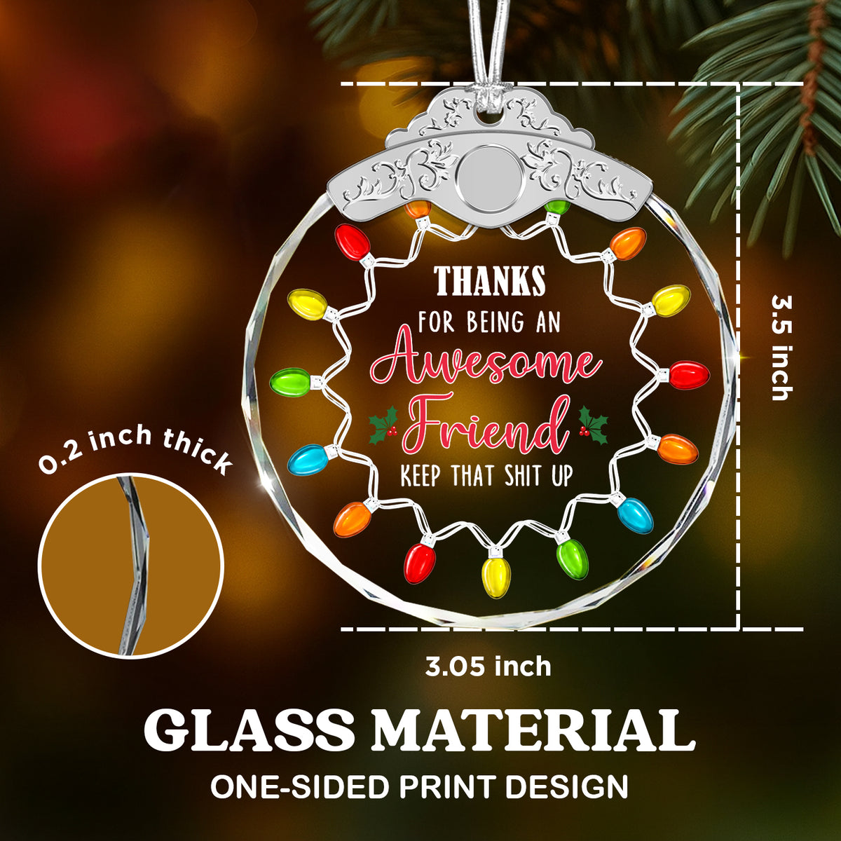 Heartfelt Appreciation Keepsake for Cherished Friend – Glass Ornament — view 3