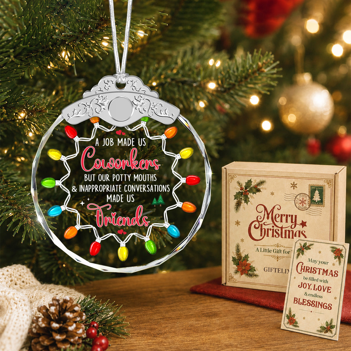 A Job Made Us Coworkers, Life Made Us Friends – Glass Ornament