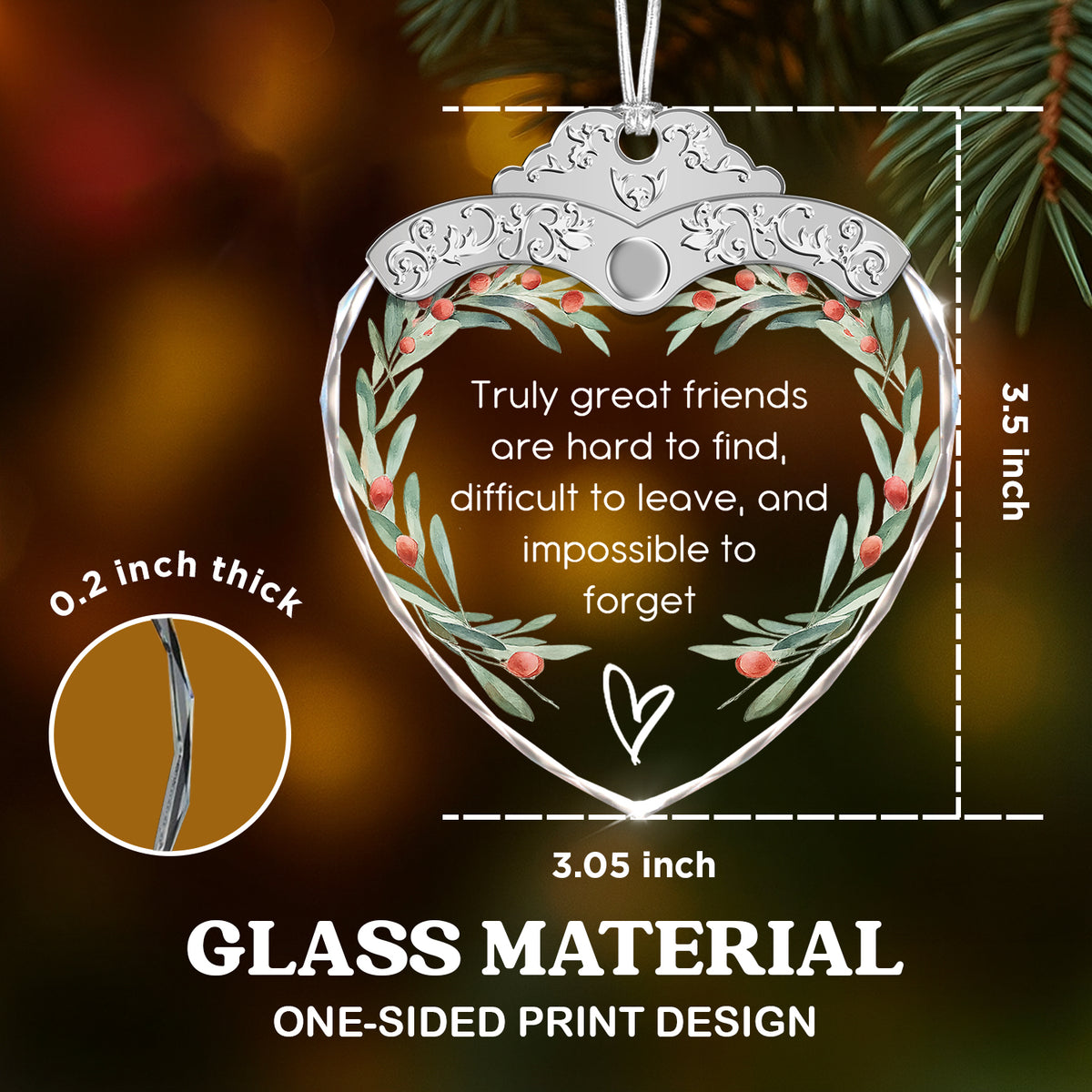 Glass Ornament – Friendship Gift For Women Sisters Best Friend BFF Bridesmaid – — view 3