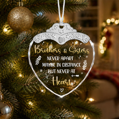 Brothers and Sisters Glass Ornament – Never Apart Maybe in Distance but Never — view 2