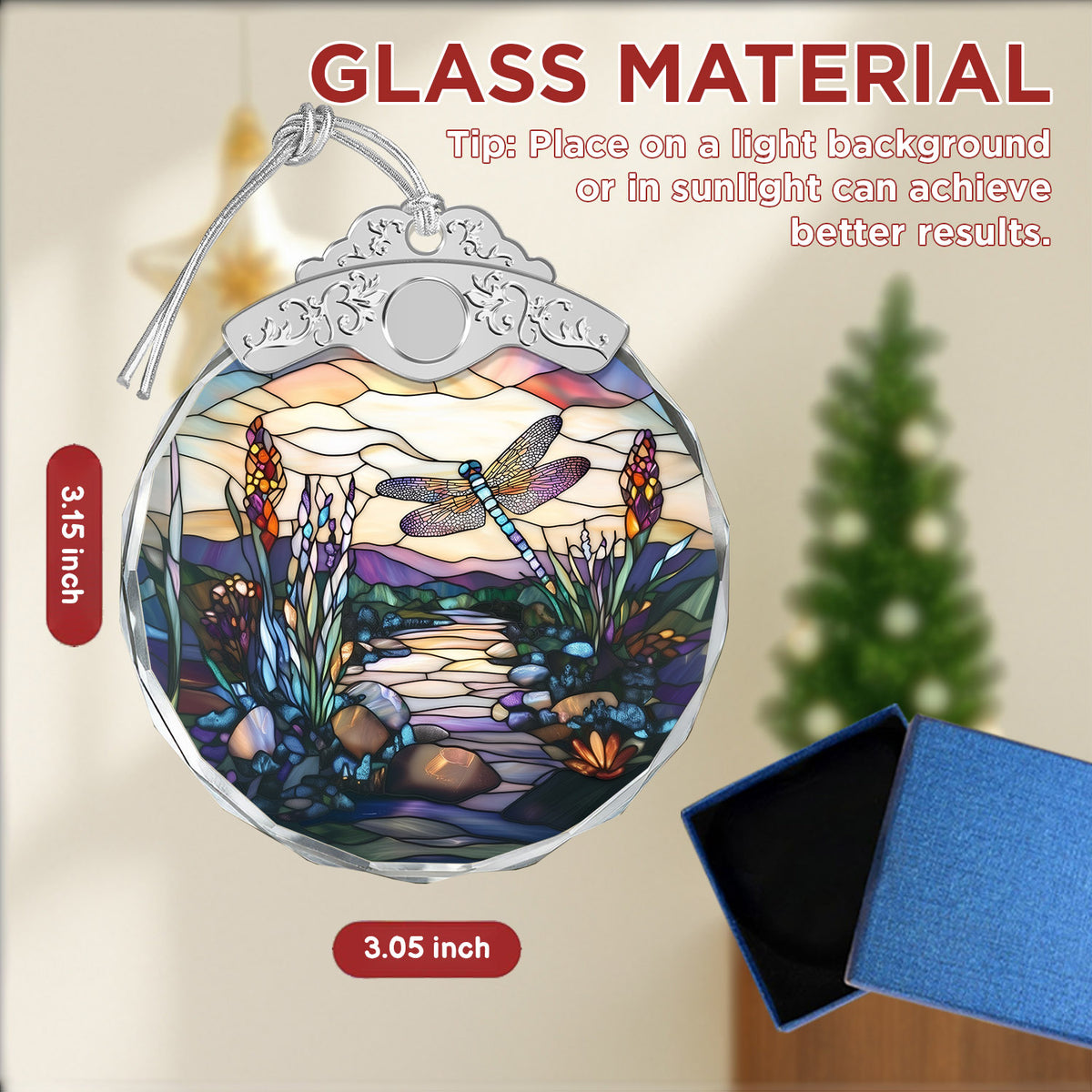 Dragonfly Christmas Ornaments – Stained Glass Ornament — view 2