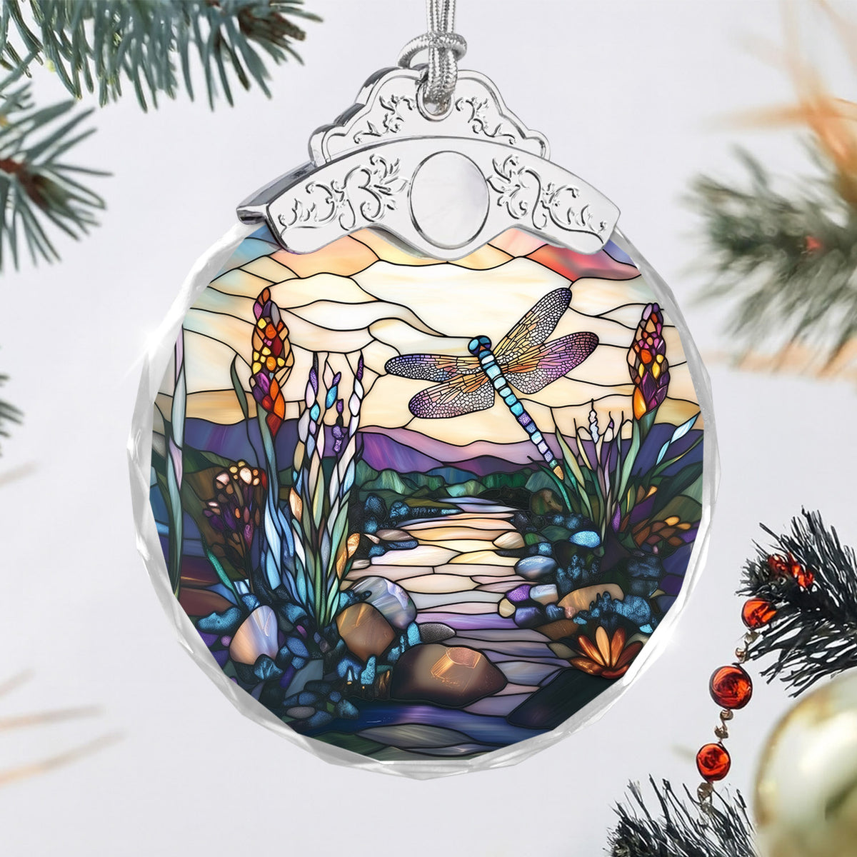 Dragonfly Christmas Ornaments – Stained Glass Ornament — view 3