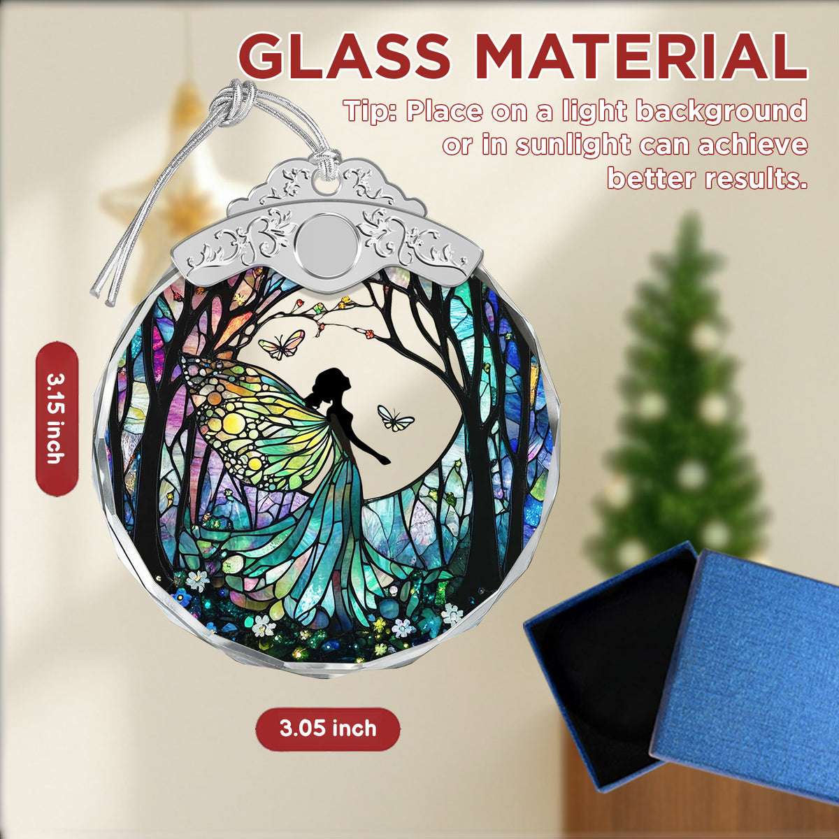Forest Fairy Christmas Ornaments – Stained Glass Ornament — view 2