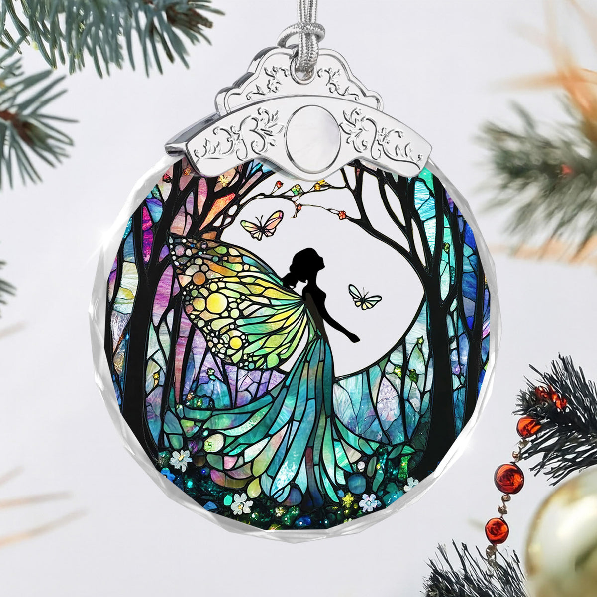 Forest Fairy Christmas Ornaments – Stained Glass Ornament — view 3