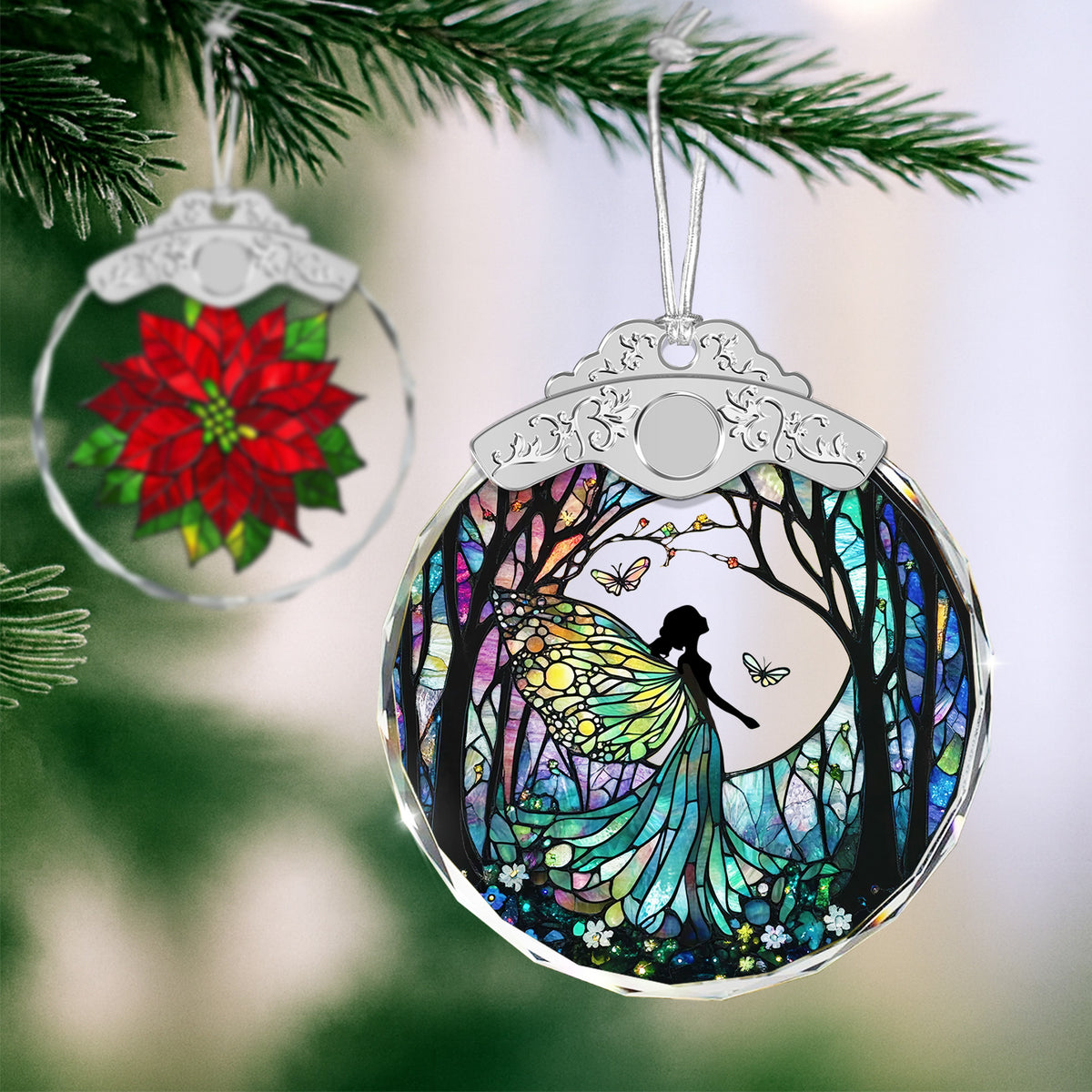 Forest Fairy Christmas Ornaments – Stained Glass Ornament — view 4