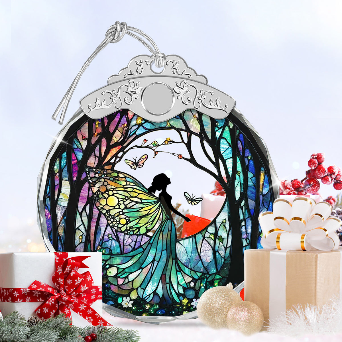 Forest Fairy Christmas Ornaments – Stained Glass Ornament — view 6