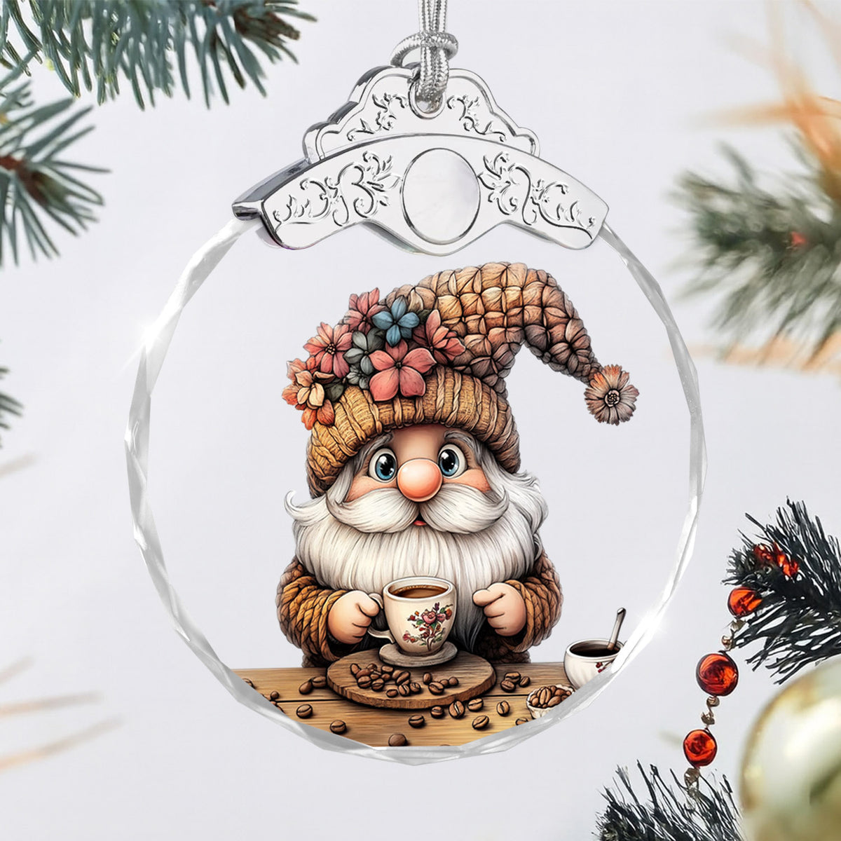 Gnome Christmas Ornaments – Glass Ornament — view 3