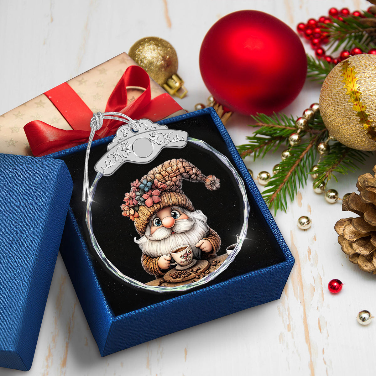 Gnome Christmas Ornaments – Glass Ornament — view 5