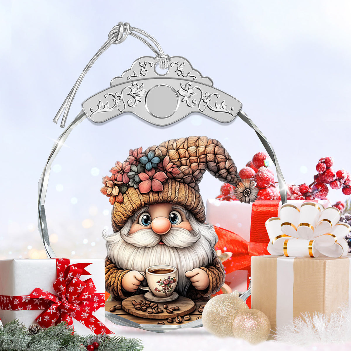 Gnome Christmas Ornaments – Glass Ornament — view 6