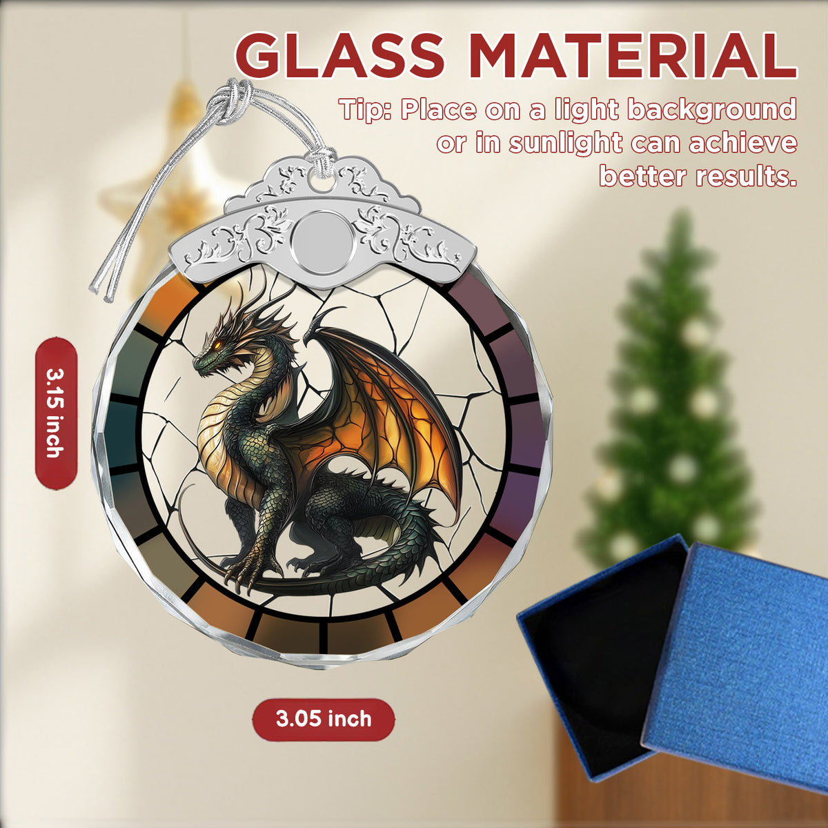 Dragon Christmas Ornaments – Stained Glass Ornament — view 2