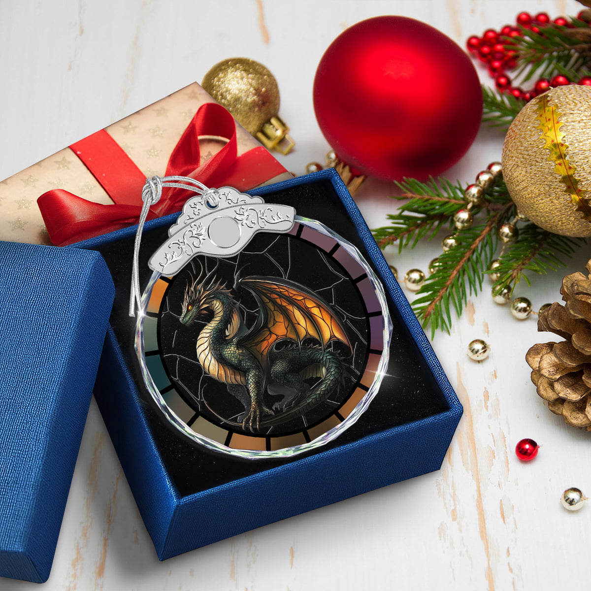 Dragon Christmas Ornaments – Stained Glass Ornament — view 5