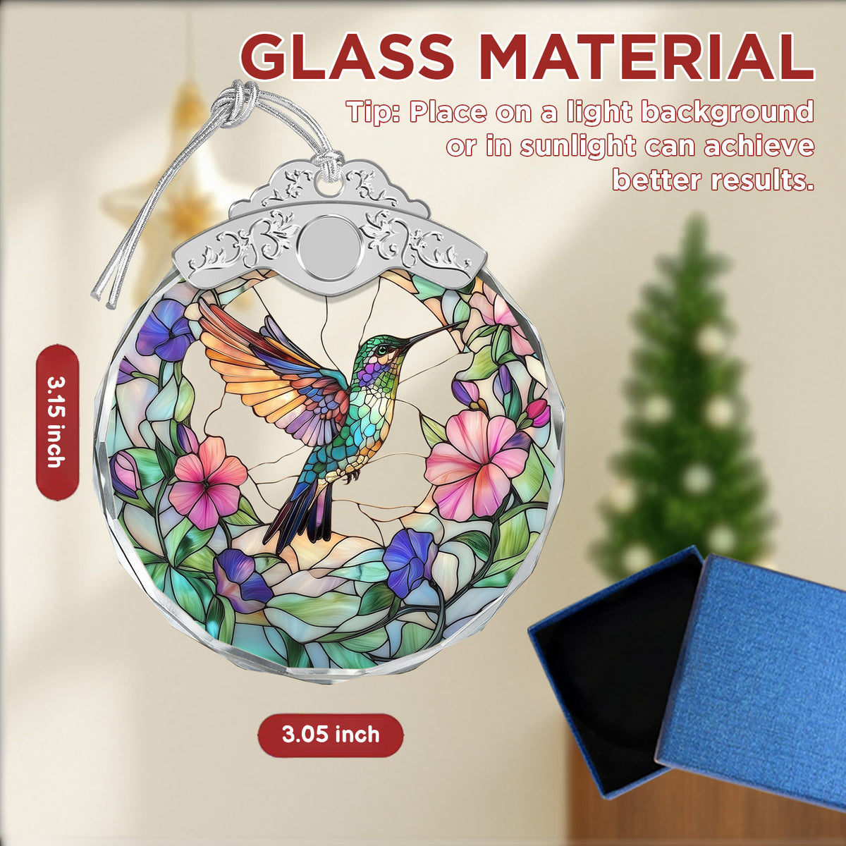 Hummingbird Christmas Ornaments – Stained Glass Ornament — view 2