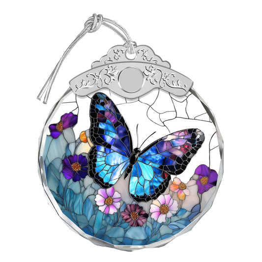 Blue Butterfly Christmas Ornaments – Stained Glass Ornament