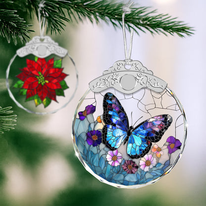 Blue Butterfly Christmas Ornaments – Stained Glass Ornament — view 4