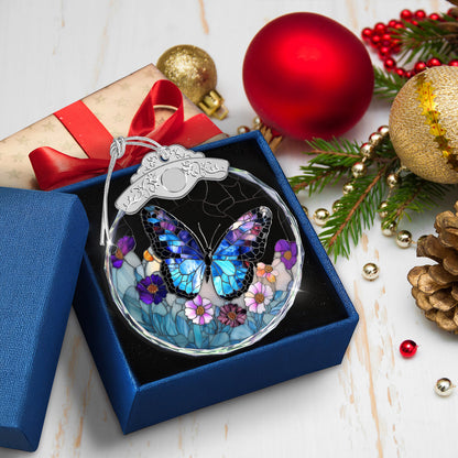 Blue Butterfly Christmas Ornaments – Stained Glass Ornament — view 5