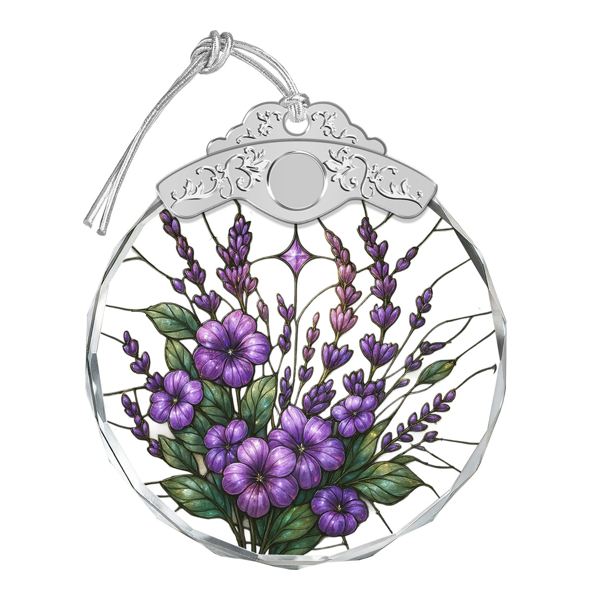 Purple Bauhinia & Violets Christmas Ornaments – Stained Glass Ornament