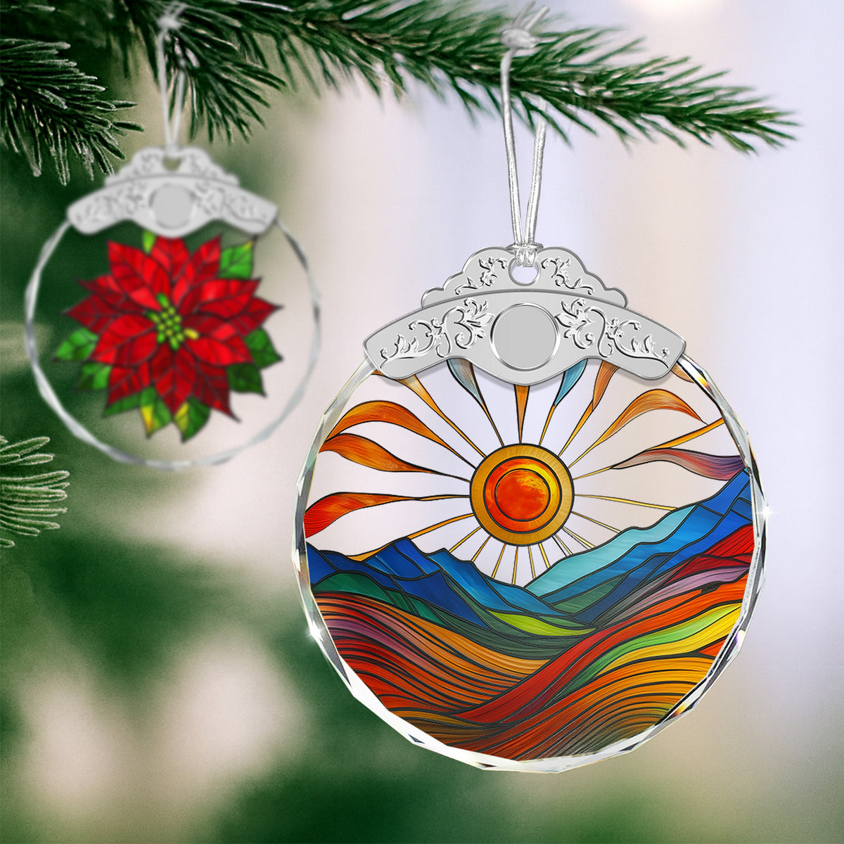 Sunset Christmas Ornaments – Stained Glass Ornament — view 4