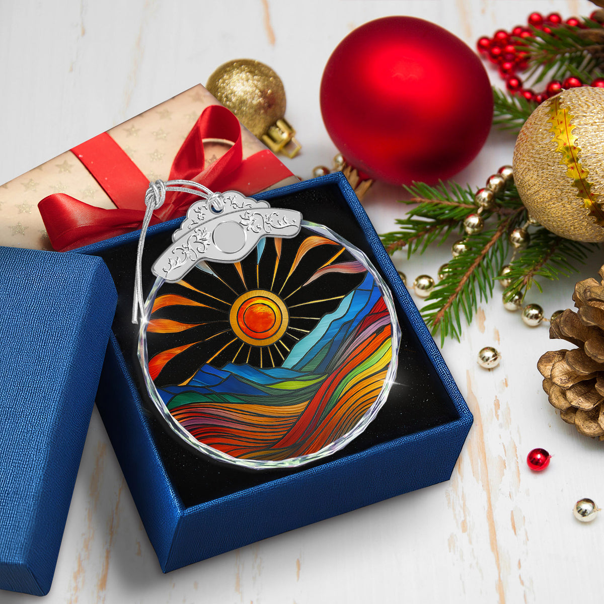 Sunset Christmas Ornaments – Stained Glass Ornament — view 5