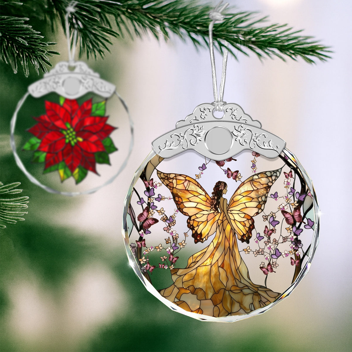 Butterfly Fairy Christmas Ornaments – Stained Glass Ornament — view 4
