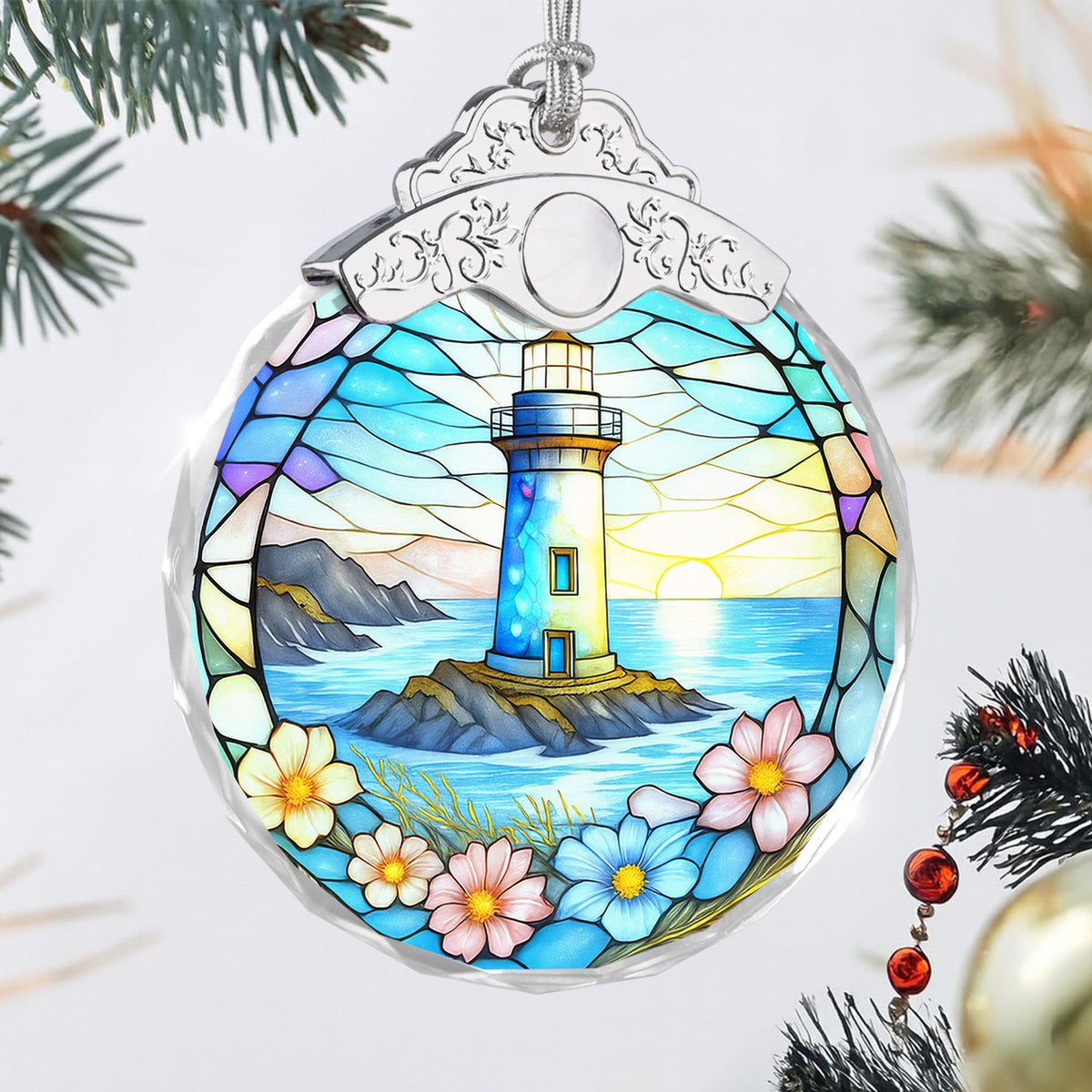 Lighthouse Christmas Ornaments – Stained Glass Ornament — view 3