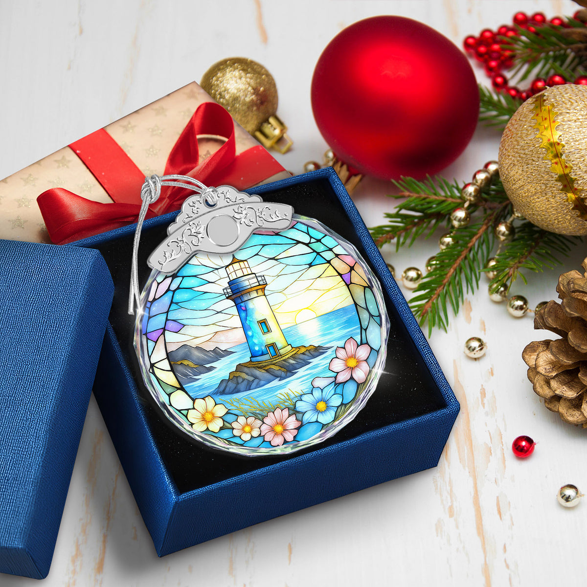 Lighthouse Christmas Ornaments – Stained Glass Ornament — view 5
