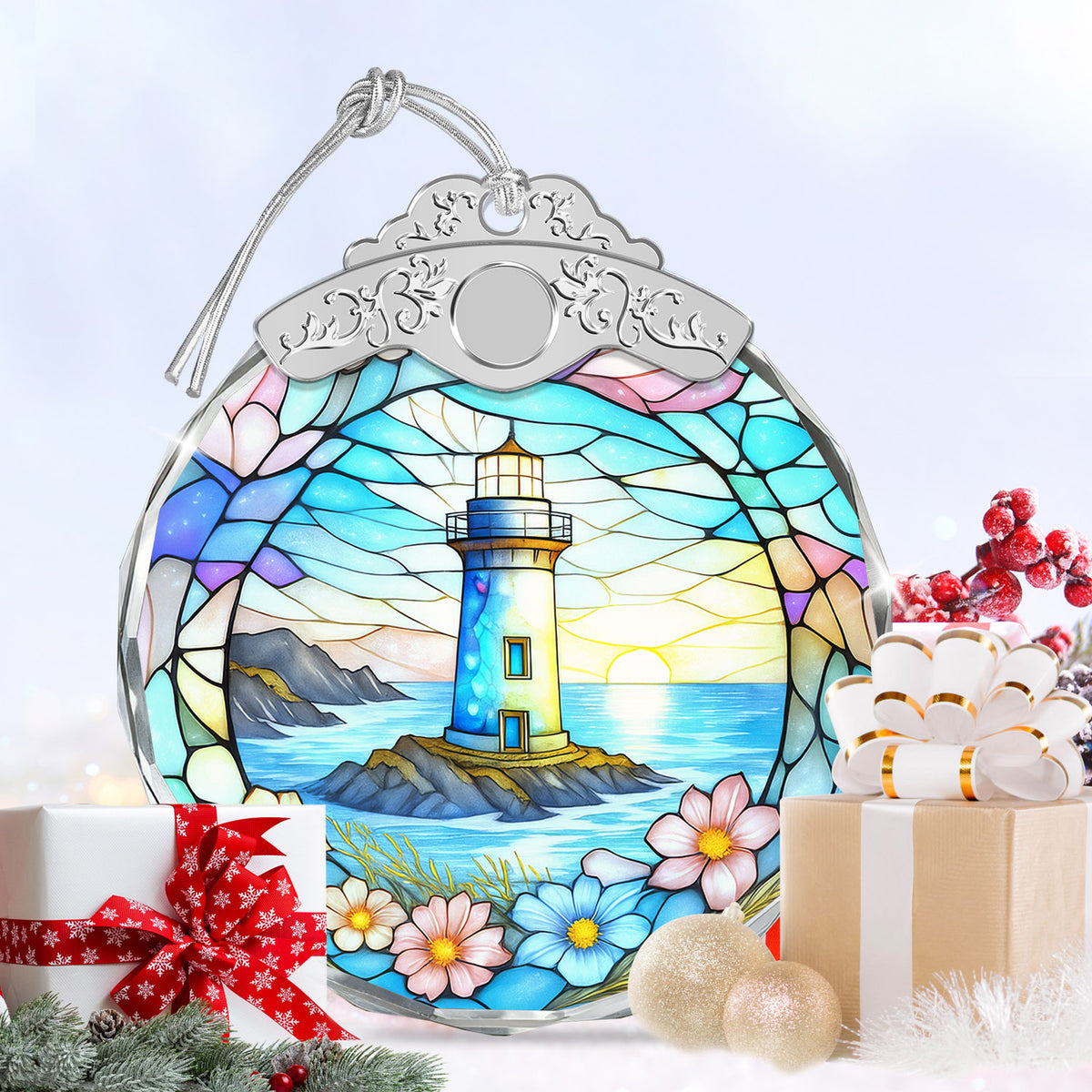 Lighthouse Christmas Ornaments – Stained Glass Ornament — view 6