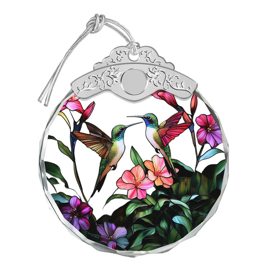 Hummingbird And Flowers Christmas Ornaments – Stained Glass Ornament