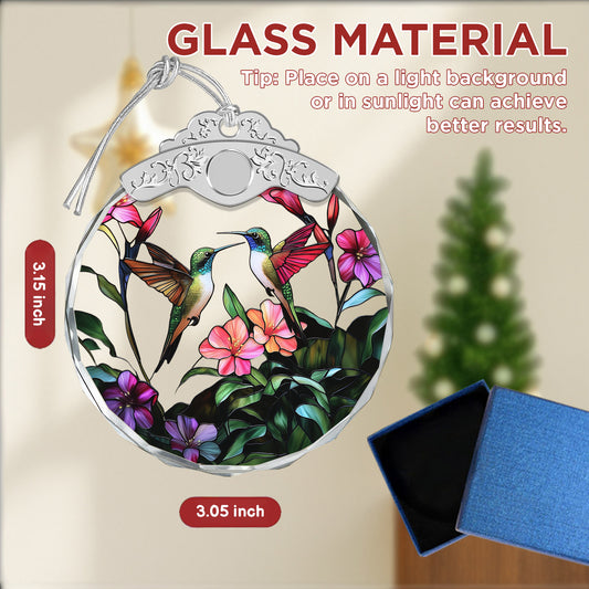 Hummingbird And Flowers Christmas Ornaments – Stained Glass Ornament — view 2
