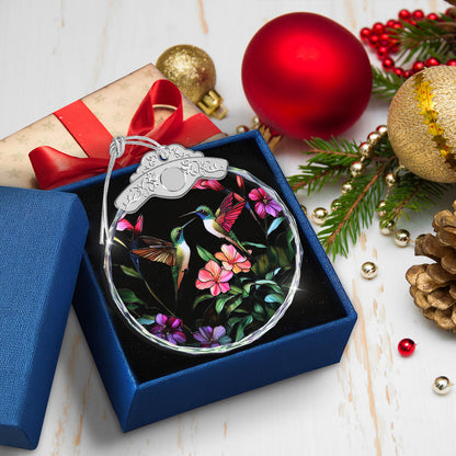 Hummingbird And Flowers Christmas Ornaments – Stained Glass Ornament — view 5