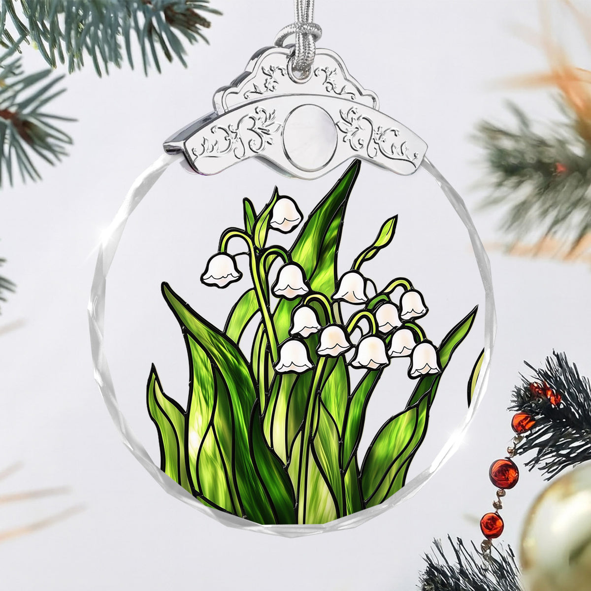 Lily of the Valley Christmas Ornaments – Stained Glass Ornament — view 3