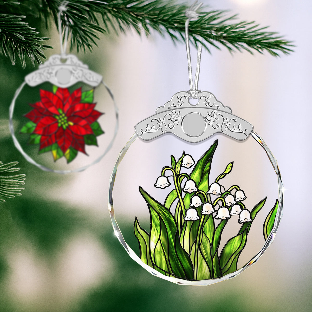 Lily of the Valley Christmas Ornaments – Stained Glass Ornament — view 4