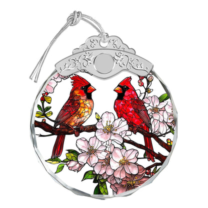Cardinal Birds & Flowers Christmas Ornaments – Stained Glass Ornament