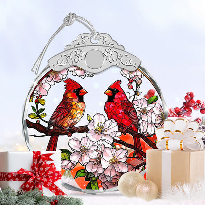Cardinal Birds & Flowers Christmas Ornaments – Stained Glass Ornament — view 6