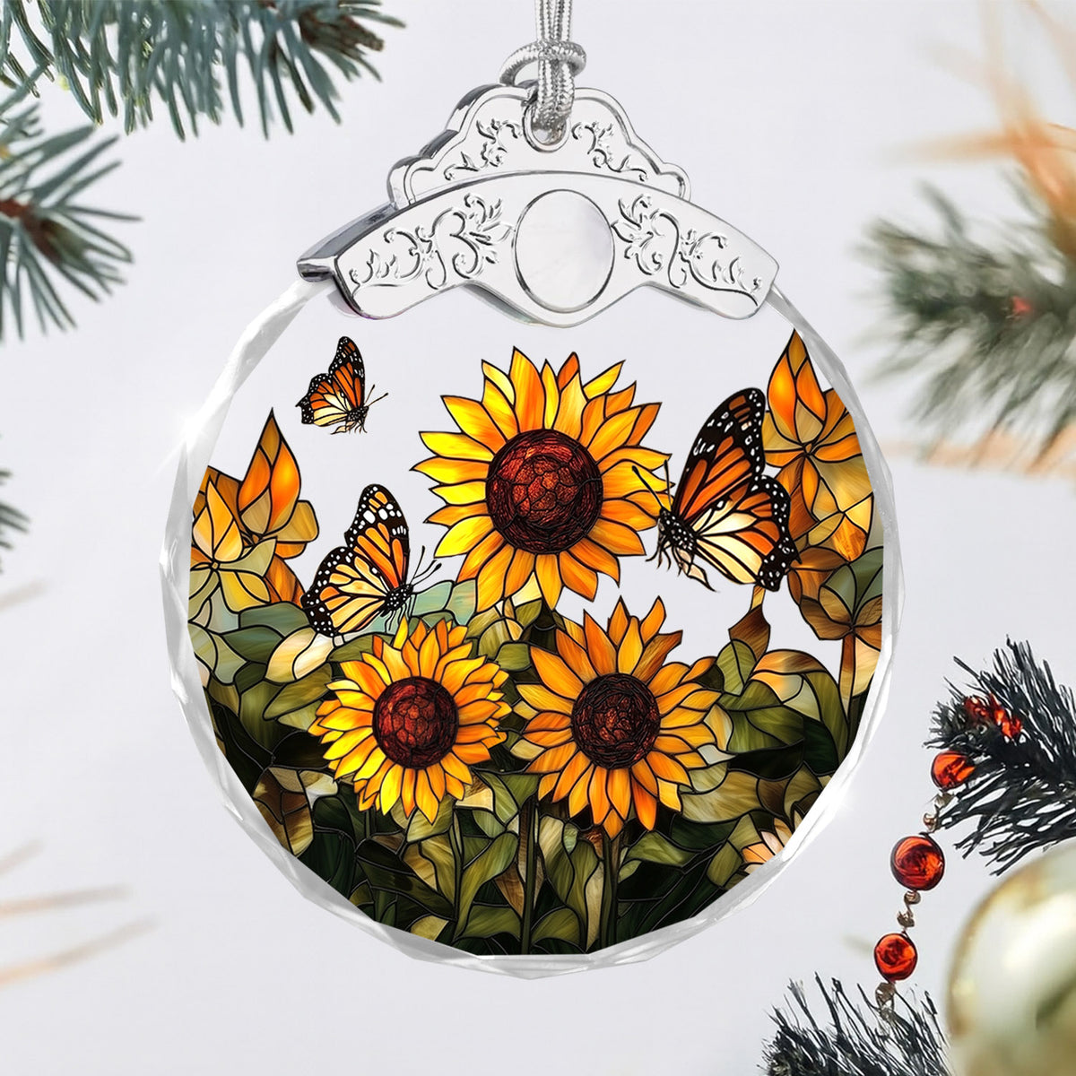 Sunflowers Christmas Ornaments – Stained Glass Ornament — view 3