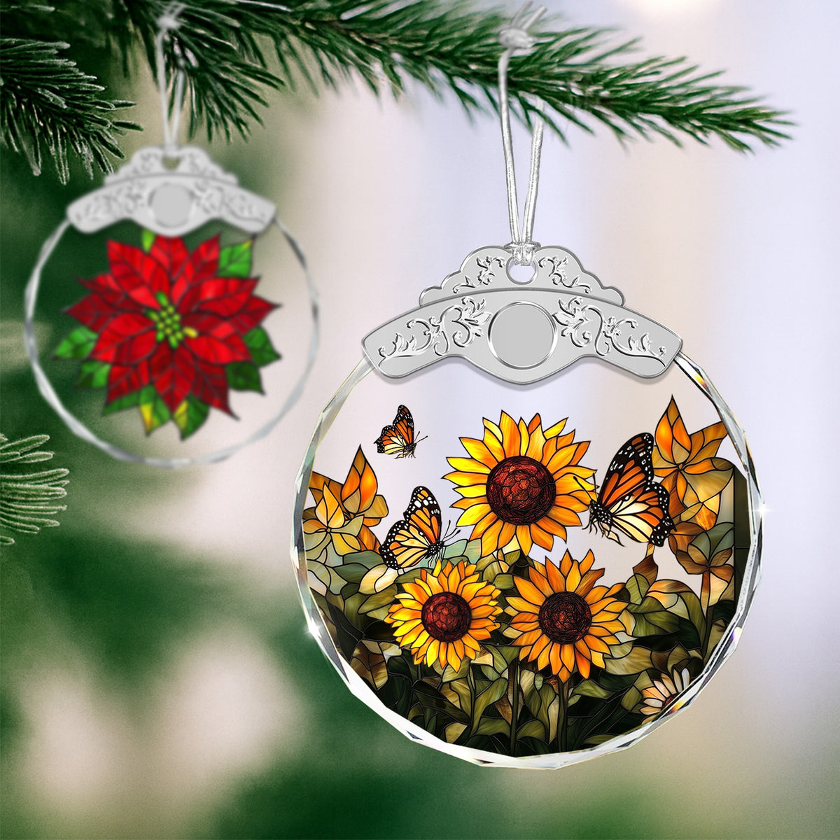 Sunflowers Christmas Ornaments – Stained Glass Ornament — view 4