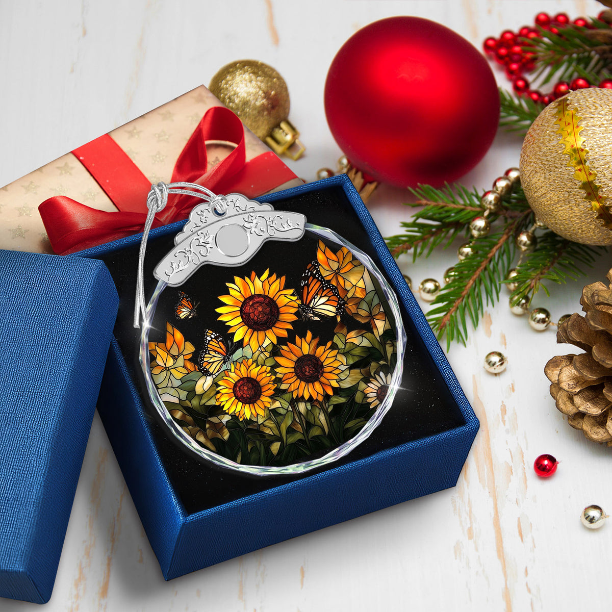 Sunflowers Christmas Ornaments – Stained Glass Ornament — view 5